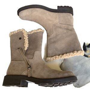 Clarks Women's Opal Zip Mid Calf Boot Pebble Suede Size 9 US 67829